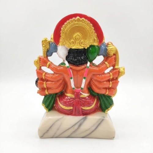 Image of Blessing Hanuman Idol - Multicolor Sitting Bajrangbali Murti with Gada for Home Temple Decor | Lord Hanuman Ji Statue for Strength, Protection & Devotion | Puja Showpiece Gift (15 cm Hanuman ji)