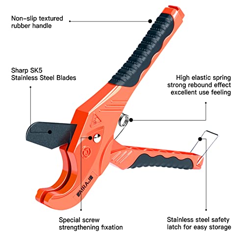 Airaj Pvc Pipe Cutter With High Resilience Spring Drive And Sharp Sk5 Stainless Steel Blade,Easy To Cut Pex,Pvc,Ppr And Other Plastic Tubing,Suitable For Home Repair And Plumbers,1-1/4’’(33Mm) #TOP2
