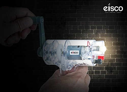 Image of EISCO Hand Crank Generator - Portable Electricity Generator with LED Light, Built-In Flashlight & Lamp, STEM Physics Experiment Kit for Energy Conversion, Science Fair & Classroom Learning