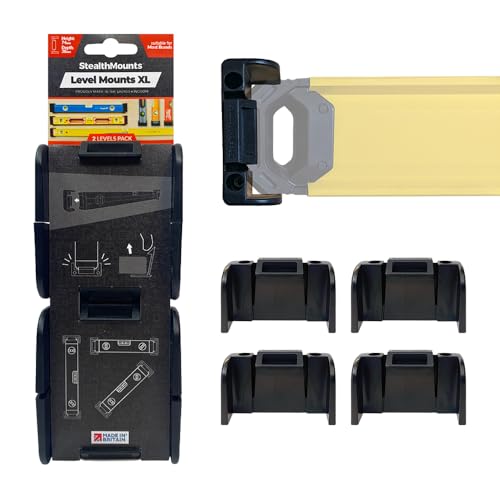 Black StealthMounts Universal Level Holder XL | Locking Level Mount Storage Clips All Brands (2 Pack) by StealthMounts - Used condition - US$16.94