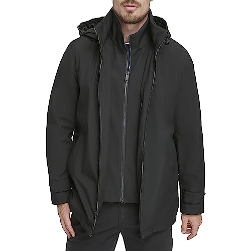Dockers Men's Dwight Soft Shell Bib Jacket, Black Hooded image 5