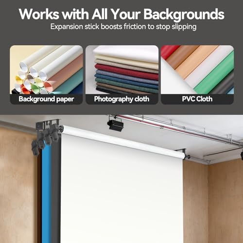 Wellmaking 4 Roller Electric Backdrop Support System Wall Mount Motorized Electric Photo Background with Remote for Studio Live Game Video Background Home, Compatible with Light Stands, Walls, Ceiling by WELLMAKING - Image 6