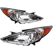 PHILTOP Headlights Compatible with Hyundai Elantra 2014 2015 2016 Halogen Headlamps Left & Right Clear Lens Black Housing Amber ReflectorDriver + Passenger Side,Without Bulb