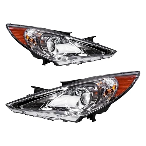 PHILTOP Headlights Compatible with Hyundai Elantra 2014 2015 2016 Halogen Headlamps Left & Right Clear Lens Black Housing Amber Reflector(Driver + Passenger Side),Without Bulb by PHILTOP - Used condition - CA$106.23