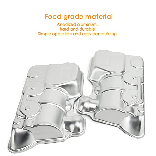 image for Cayanmydery 2 PCS Train Shape Cake Pan Mould, Locomotive Shaped 3D Bir