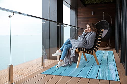 Tapis de terrasse bleu 60x90cm imperméable pour rénover un sol de balcon abîmé - 3