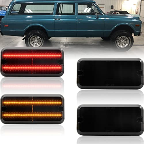 NJSBYL Amber/Red LED Side Marker Lights for Vans & Trucks