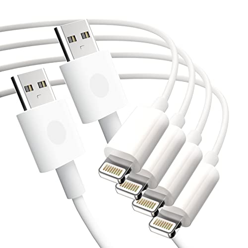 Moallia MFi Certified iPhone Charger, USB-A to Lightning Cable High Speed Data Sync Transfer Fast Charging Cord Compatible iPhone 14 13 12 11 Pro Max/Mini/XS MAX/XR/XS/X/8/7/Plus/6 iPad(4pack/6ft)