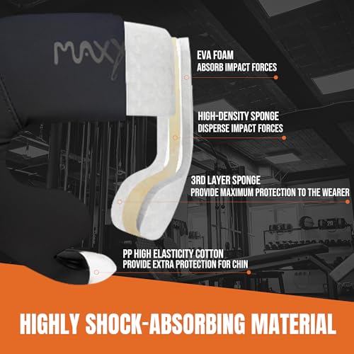 MaxxMMA Boxing Headgear, Adjustable Full Coverage Protection Headguard, MMA Training, Muay Thai, Sparring, Martial Arts, Karate (Black, L)