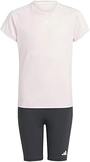 adidas Girls Train Essentials Tee And Shorts Set Kids T-Shirt Set 9-10 Jahre Clear…