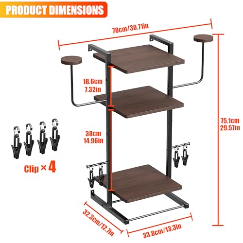 BEGULF 3-In-1 Helmet Holder Wall Mount, Retro 3-Tier Motorcycle Helmet Rack, Helmet Hanger for Football, Tactical Gear Stand (3-TIERS) by BEGULF - Image 2