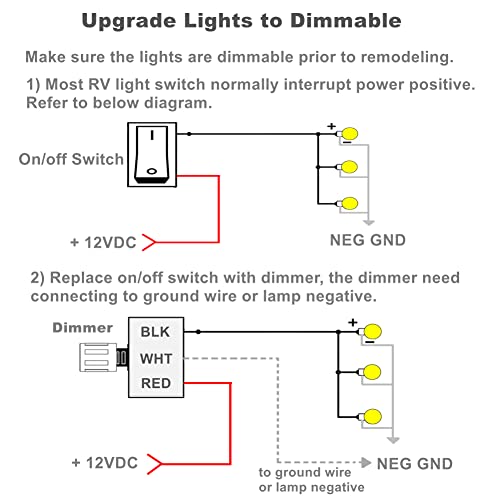 Acegoo 12V Dimmer Switch, RV Light Dimmer High Side PWM Dimming Switch for Boat Camper Trailer Van Truck Cars, Works with LED Light Fixture, Halogen, Incandescent, Strip Lights by acegoo - Image 7