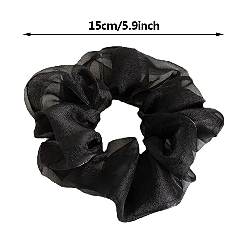 KHOSY Oversized Organza Hair Scrunchies, Blue-Black #TOP2