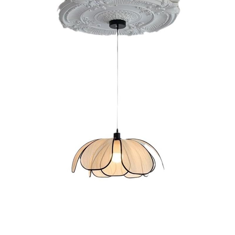 Lampe suspendue nuance de fleur en tissu avec lustre bohème réglable E27