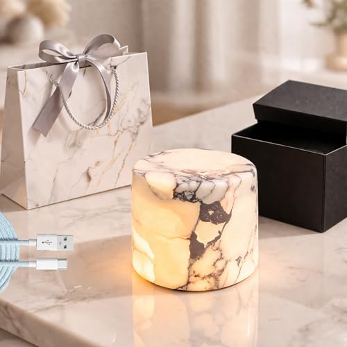 Natural Marble Touch Lamp, Stone Color Change Tap Night Light, Rechargeable Portable LED Bedside Table Lamp for Desk Nightstand Bedroom Tub Office Patio Gift (1, Style B)