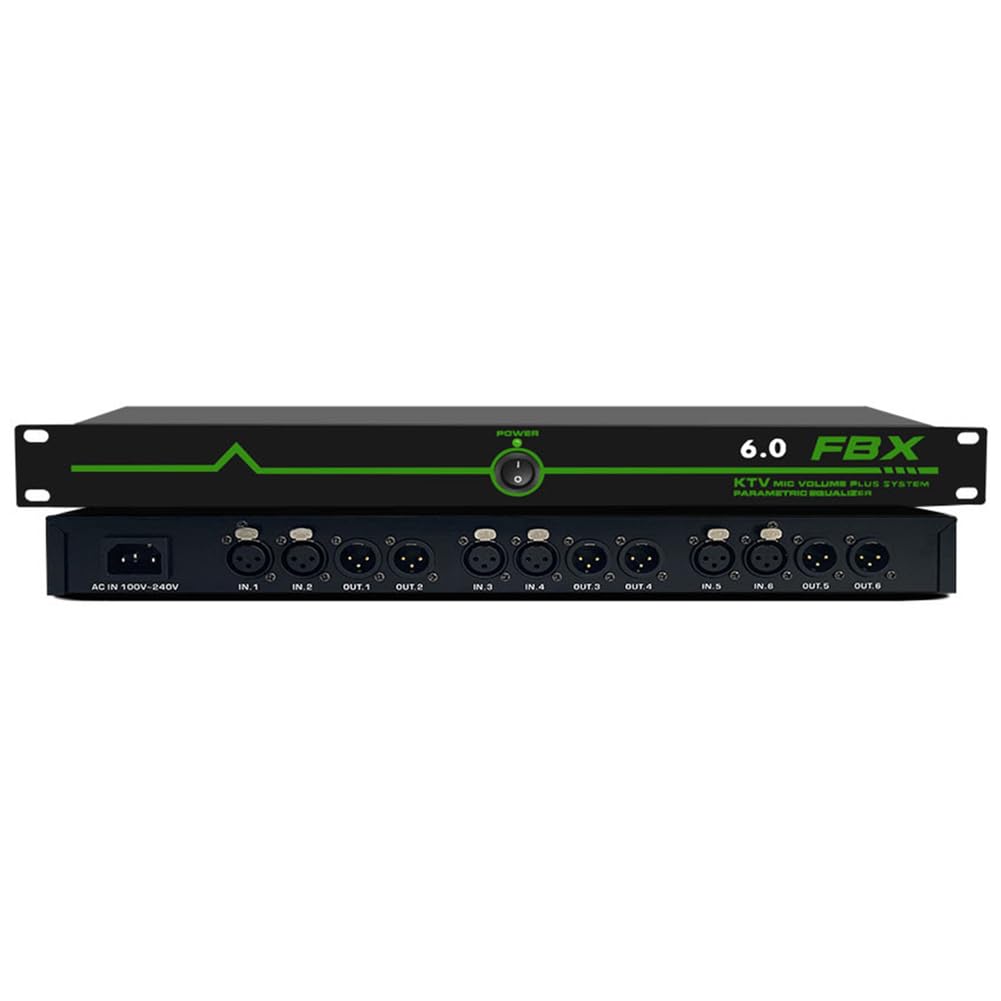 SUZLAZYR 2.0/4.0/6.0 Professional Feedback Suppressor, Microphone Anti-Howling Feedback Frequency Shifter Karaoke Effector for Performance Stage Conference,6in6out