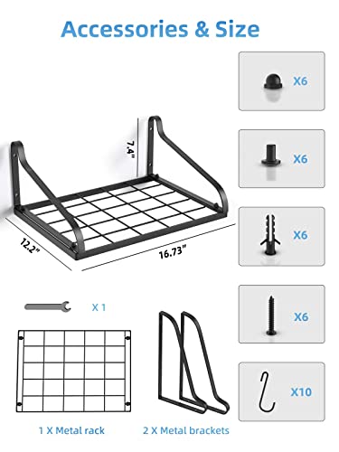 Pots and Pans Organizer - MUDEELA Hanging Pot Rack with 10 Hooks Wall Mounted Pot Pan Rack, Kitchen Wall Shelves for Cookware, 2 DIY Methods, Ideal for Pots Set, Utensils, Cookware - Thumbnail 6
