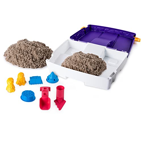 Kinetic Sand Folding Sandbox Comes with 2LBS of Non-Toxic Play Sand, 7 Tools and Activity Space Educational Creative Kid's Sensory Toys for Boys and Girls Aged 3+