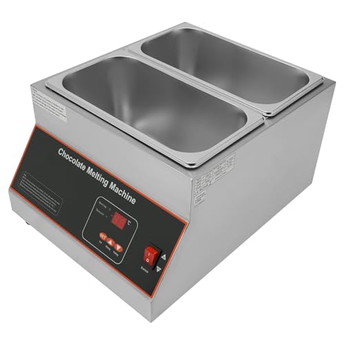 500W Electric Melting Pot for Chocolate w/Digital Display Control,Commercial Chocolate Warmer Melting Pot Chocolate Melter Pot Machine for Home or Bakery Use 2 Tanks for 26.46lb of Tempered Chocolate - Thumbnail 4