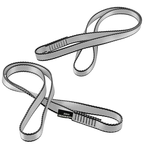 AINIKEY 18MM Nylon Climbing Sling Runner 23KN CE2008/EN566 Rock Climbing Webbing Straps for Outdoor Climbing, Rappelling, Swing, Yoga Hammock etc(Grey | 120cm / 48inch | Pack of 3)