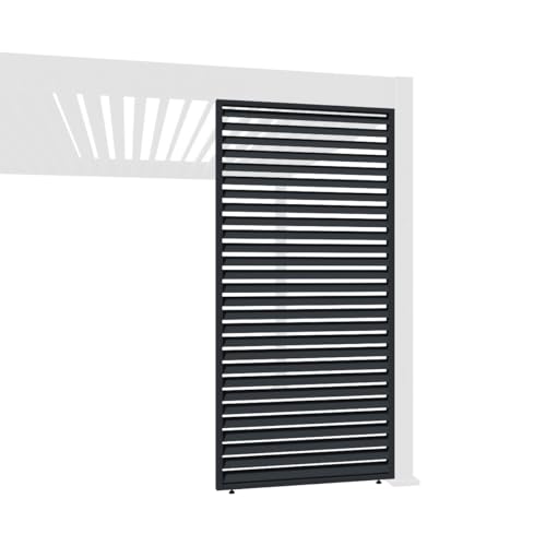 Weide Horizontale Lamellenwand Paneel Zubehör für Weide Pergola | Aluminium | Anthrazit, Weiß, Holzoptik | 3 Breiten | Flexibler Sichtschutz und optimale Luftzirkulation (Anthrazit, 113 cm)