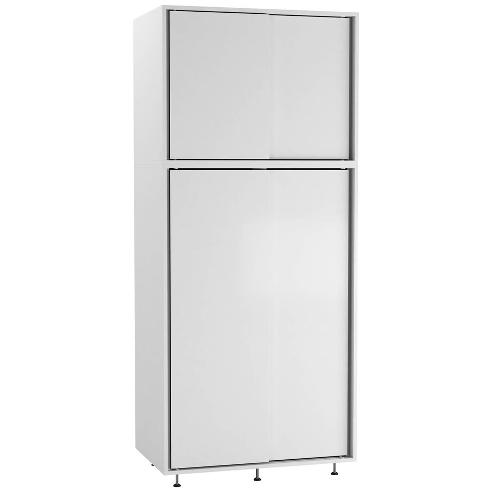 URBNLIVING 180cm 4 Sliding Doors Wardrobe Bedroom Storage Unit with Hanging Rail, Modern Engineered Wood Closet Cupboard, Freestanding Clothes Organizer, Customizable Two-Tone Design, Ample Space