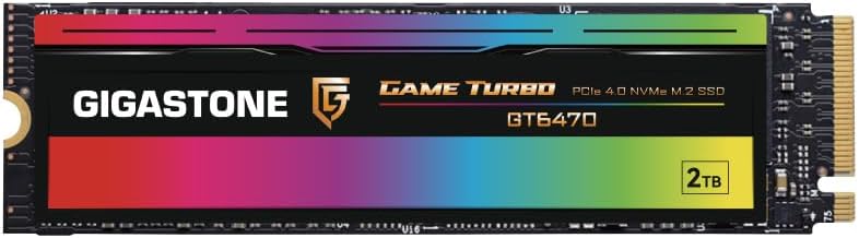 Gigastone Game Turbo PCIe Gen4x4 SSD 2TB, Speed Up to 7,300MB/s with SLC Caching Gaming/PC/Desktop/Laptop 5-Year Warranty M.2 NVMe PCIe 4.0 2280 Internal Solid State Drive