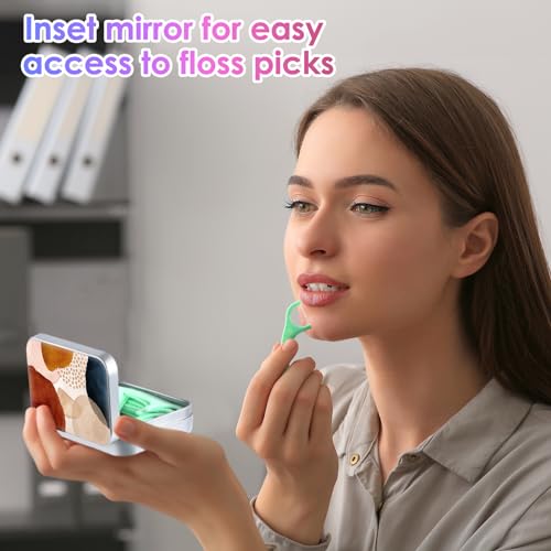 Image of Dental Floss Portable Case, Easy to Store Floss Picks of Various Sizes, Portable Dental Floss Dispenser is Perfect for Travelling, Hotels, Dinners, Appointments.Bohemian Patches