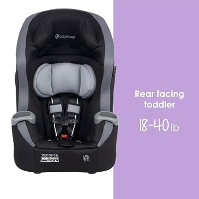 Baby Trend TrooperTM Slim 3-in-1 Convertible Car Seat, Dash Black Slim Fit, 3-in-1 Growth Modes, Lightweight Design, Adjustable Comfort Padding
