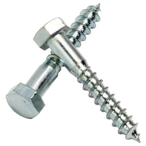 M6 x 50mm HEX HEXAGON HEAD COACH SCREWS (Pack of 10) WOOD SCREWS BRIGHT ZINC PLATED DIN 571 Cover
