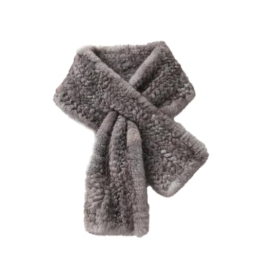 QWAXTRIW Sciarpa Invernale in Visone Lavorata A Maglia A Doppio Strato con Collo in Visone Sciarpa di Visone Lunga 90 Cm