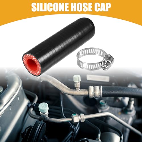 Partuto 1 Set 12mm 0.47\" ID Universal Silicone Coolant Cap Intake Vacuum Hose End Plug - Car for Coolant Heater Bypass Vacuum Water Port - Silicone Black Red - Thumbnail 2