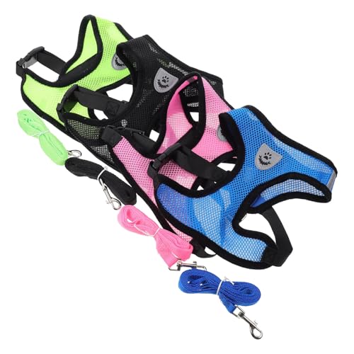 Luxshiny Hundegeschirr Brustgeschirr 4 Satz mit Robustem Zugseil für Welpen und Kleine Hunde Geeignet für Tägliche Spaziergänge und Outdoor Einsätze