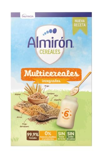 Almirón Cereales Multicereales Integrales Bebé | 99,9% Cereales | Sin Azúcares Añadidos ni Producidos | Sin Aceite de Palma | Con Vitamina B1 | Desde 6 Meses, 225 g