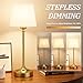 Cordless Table Lamp Rechargeable Gold - 1 Pack Brass 4000mAH Battery Operated Lamp for Decor, 3000K Stepless Dimming Touch Control Wireless Lamp for Bedroom, Dining Table, Counter, Living Room