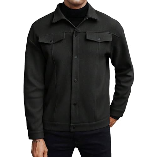Mens Casual Business Jacket Solid Color Lapel Lightweight Jackets Button Up Slim Fit Tops Outdoor Warm Windbreak Coat2