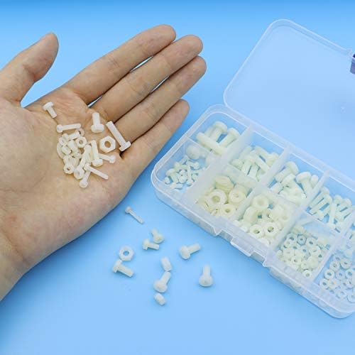 Loscrew 270Pcs M2 M2.5 M3 M4 M5 Nylon Screw Nut Washer Hex Nylon Screws Assortment Kit for DIY Electrical Circuit Board Mounting Hardware Kit