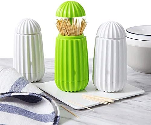 Creative Cactus Automatic Toothpick Dispenser Cute Cartoon Toothpick Cotton Swab Holder Desktop Tooth Pick Container(OneColor)