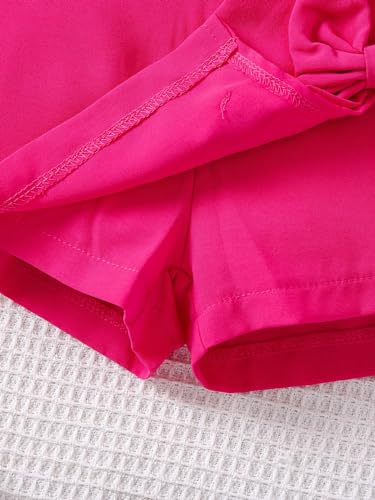 Image of BEAUDRM Girl's Elastic Waist Bow Front Trousers Split Straight Leg Cute Skort