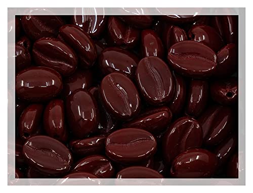 50 pcs of Glass Coffee Bean Beads Czech Republic, 0.43 inch (11mm), Brown Red 13630