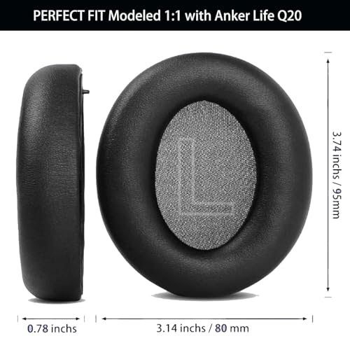 Q20 Replacement EarPads para audífonos Anker Soundcore Life Q20 Q20BT - Almohadillas de cuero proteína y espuma de memoria negras miniatura 5