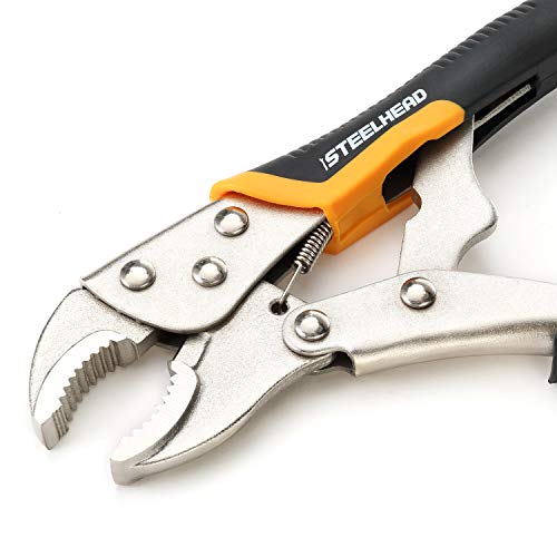 Steelhead 3-Piece Locking Pliers Set, 10-Inch Curved Jaw, 7-Inch Curved Jaw & 6-1/2” Long Nose Straight Jaw, Integrated Wire Cutter, Usa-Based Support #TOP2