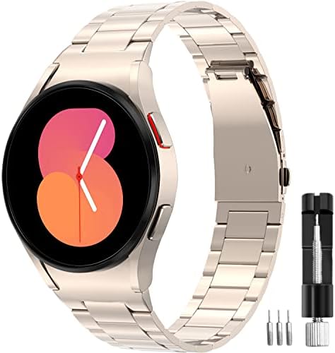 Miimall Metal Strap for Samsung Galaxy Watch 5/Watch 5 Pro/Watch 4/Watch 4 Classic 40mm 42mm 44mm 46mm, Stainless Steel Band Folding Clasp Adjustable Replacement strap for Galaxy Watch 5-Gray
