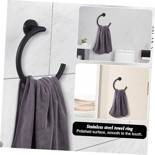 Porte-serviette mural noir mat pour douche et petite salle de bain - 7