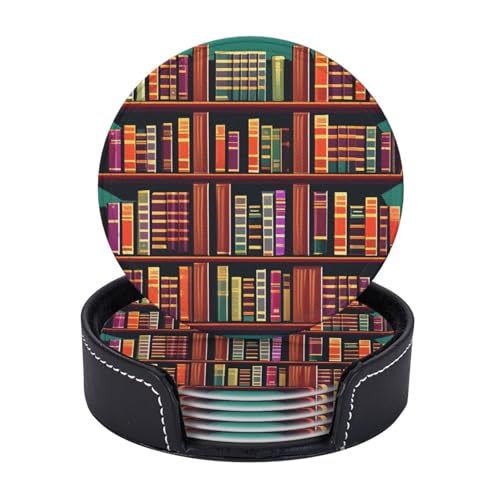 Dessous de verre imprimé bibliothèque en polyuréthane pour verre et tasse