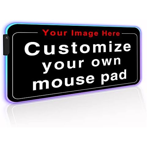 Personalized RGB LED Extended Gaming Mouse Pad Make Your Own Customized Large Gaming Mousepad Custom Keyboard Mouse Mat for Office Dorm Personalised Gifts Presents for Gaming Lovers, 35.4x15.7 in Cover