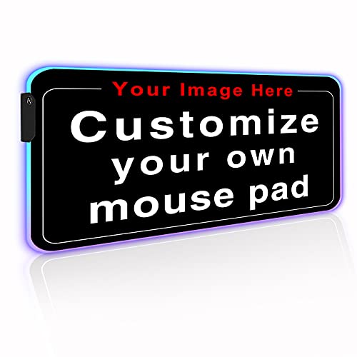 Personalized RGB LED Extended Mouse Pad - Customized Large Gaming Mousepad - Custom Keyboard Mouse Mat for Office & Dorm - Personalised Gifts for Gaming Lovers, 31.5x11.8in