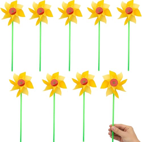 Fun Express Jumbo Sunflower Pinwheels - Vibrant Outdoor Garden Decor Parties & Special Occasions - Bright Yellow Windmills Fun Colorful Display - Perfect Celebrations & Festive Decorations - 12 Pieces