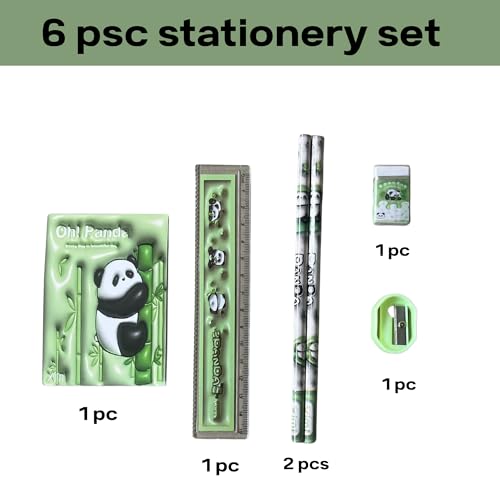 Image of Kids Stationery Gift Box | Fancy School Supplies for Children | Best for Birthday Return Gift| Combo Set with Pencils, Eraser, Scale, Sharpner & Notepad (Set of 6)