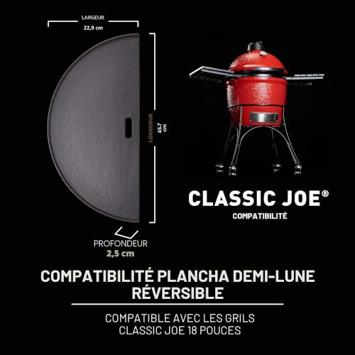 Kamado Joe KJ-HCIGRIDDLE, Croissant de lune en fonte Réversible Griddle Grill Accessoires de barbecue Noir – vue 3